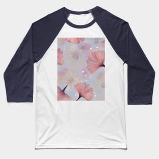 Watercolor Golden Ginko Leaves Grey Pink pattern Baseball T-Shirt